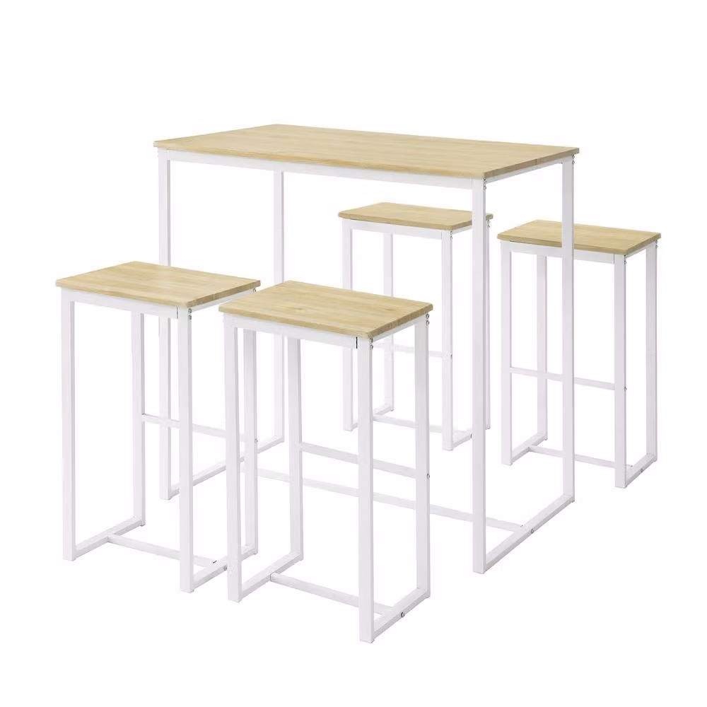 SoBuy Modern Bar Table and Stool Set in Light Oak, W: 100 cm, D: 60 cm – 2