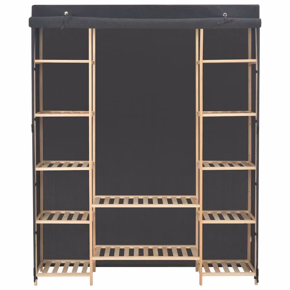 Berkfield Home Grey Fabric Wardrobe W/D/H: 135 x 40 x 170 cm – 3