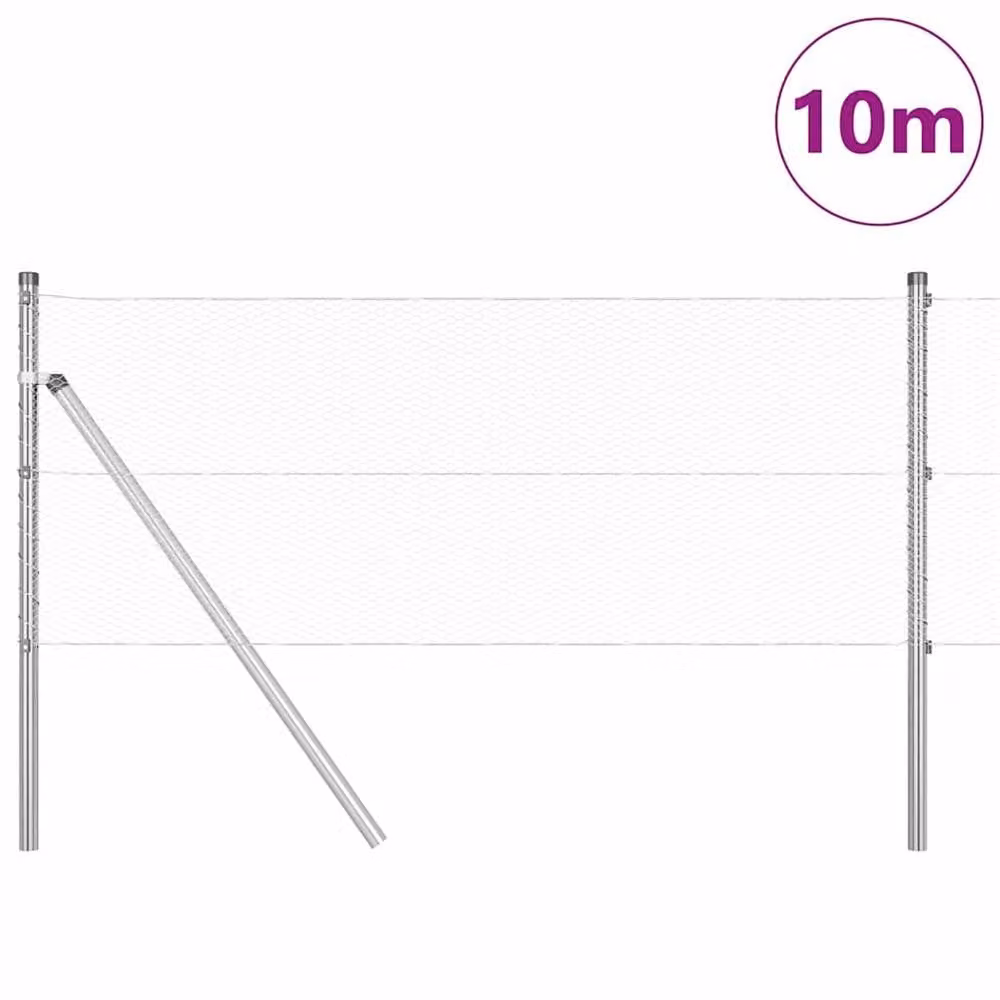 Berkfield Home Hexagon Fence in Silver Galvanised Steel, 0.6 x 10 m – 2
