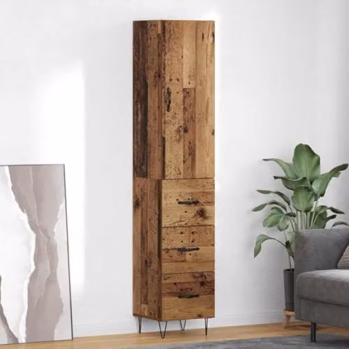 vidaXL Modern Highboard in Brown Wood and Metal with Hinged Doors, W/D/H: 34.5 x 34 x 90 cm – 2
