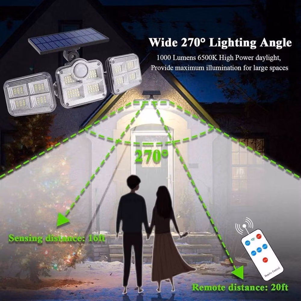 KORVIXA Solar LED Wall Light with 120 LEDs, Motion Sensor and Remote Control, Black, Diameter: 40 cm, Height: 25 cm – 3