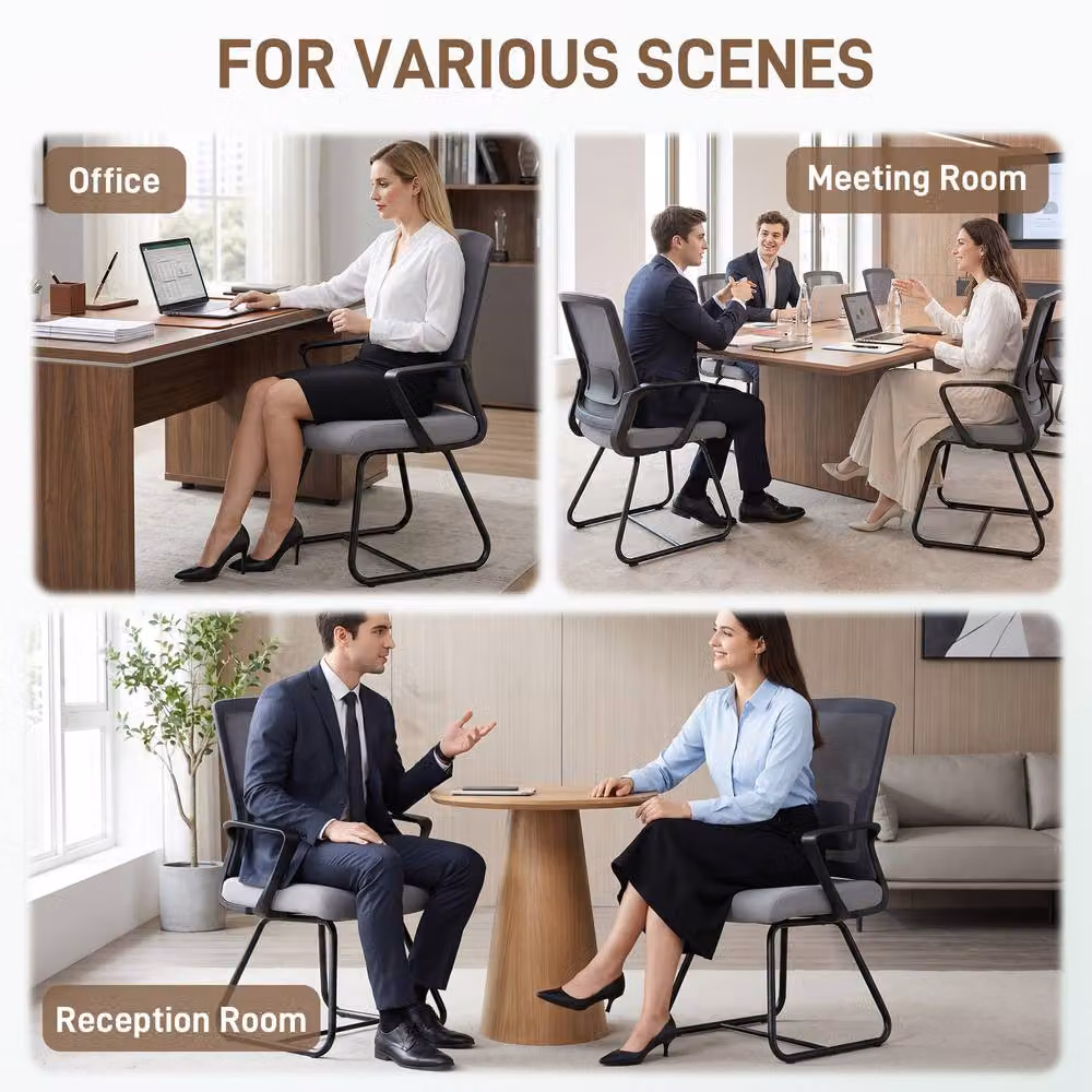 Rolipo Mesh Meeting Office Chair with Lumbar Support in Dark Grey – 8