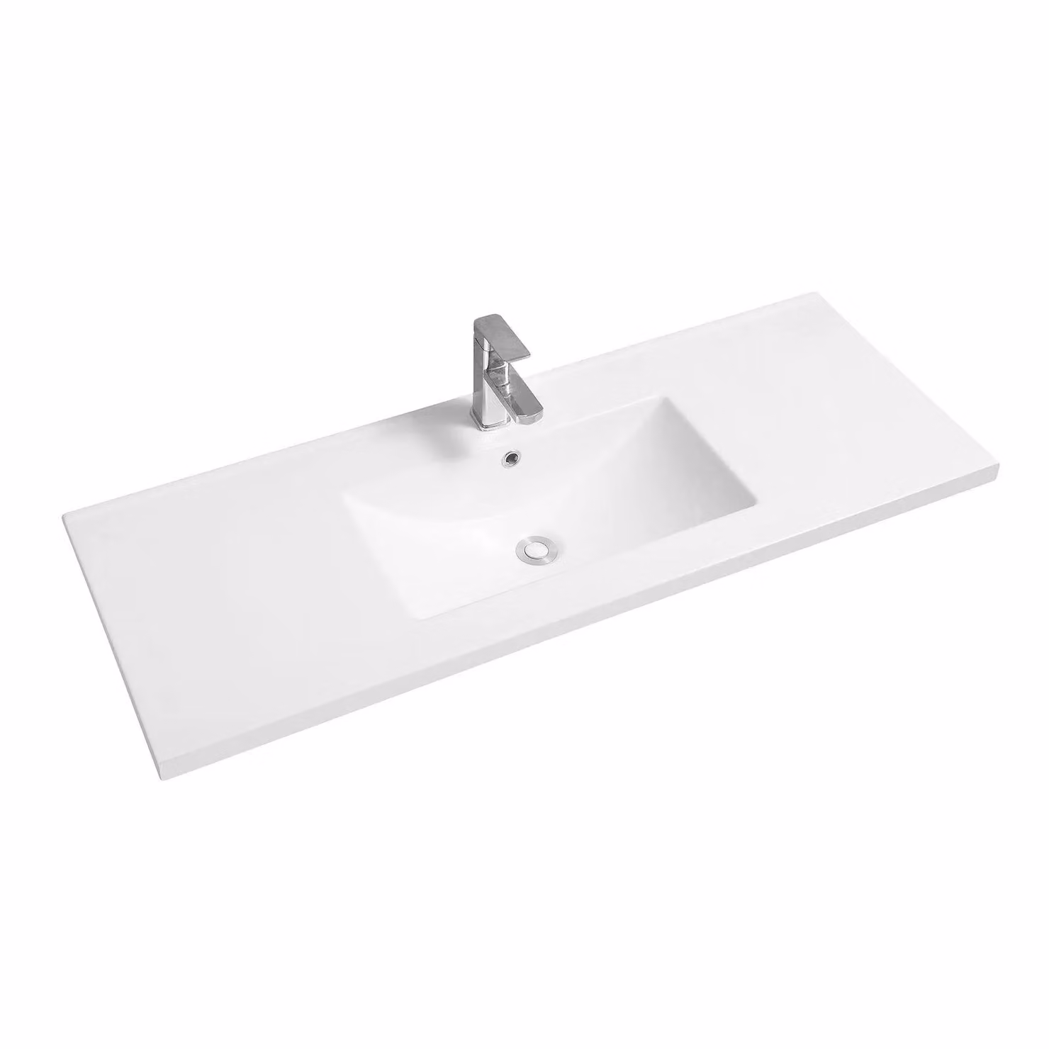 Limoge 5001 White Ceramic Rectangular Countertop Inset Basin W: 120 cm, D: 46 cm, H: 18 cm – 2