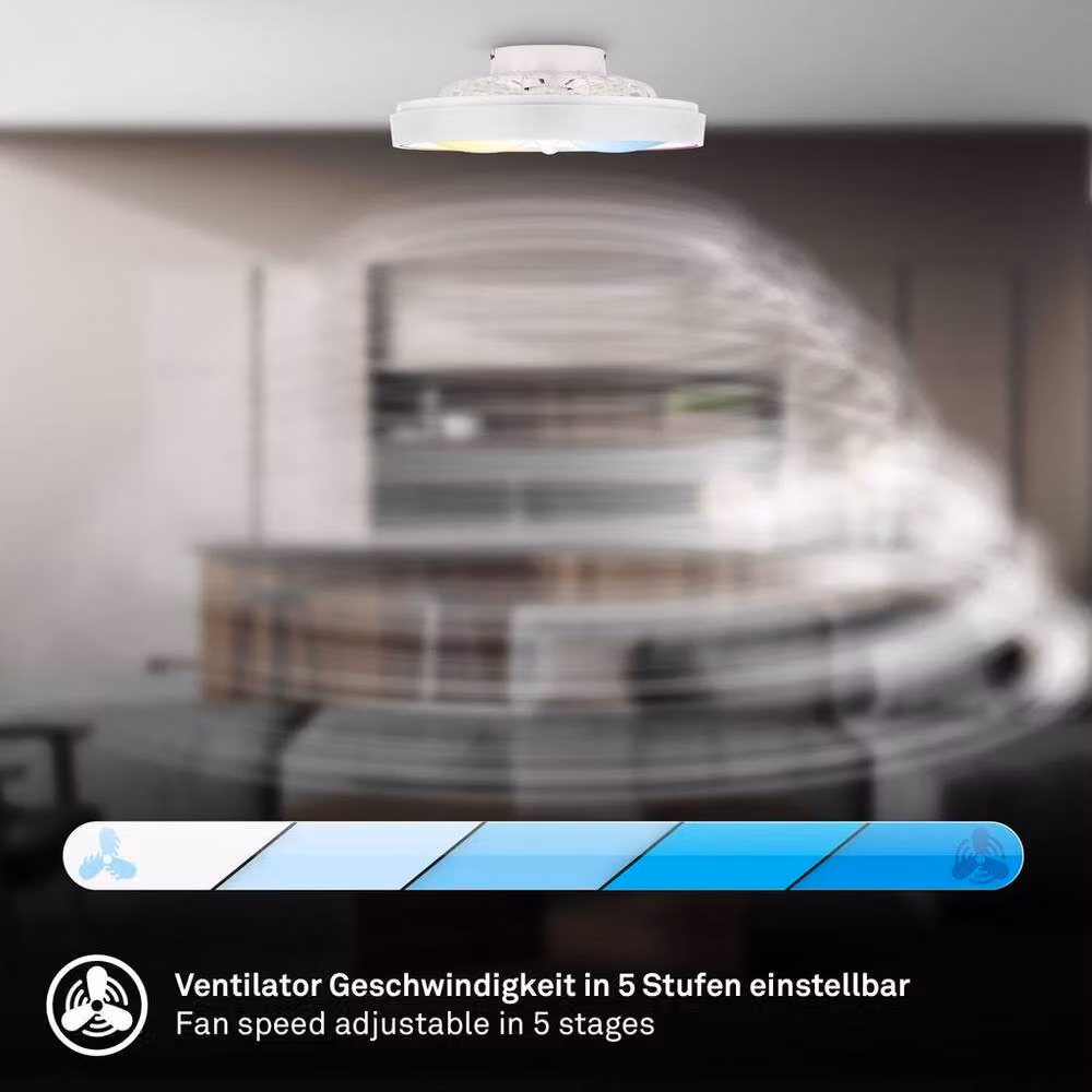 Briloner White RGBIC CCT Dimmable LED Ceiling Light with Fan and Remote Control – 5