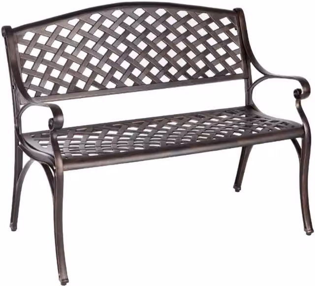 Classic Geometric Cast Aluminium Bench in Bronze Matt Finish