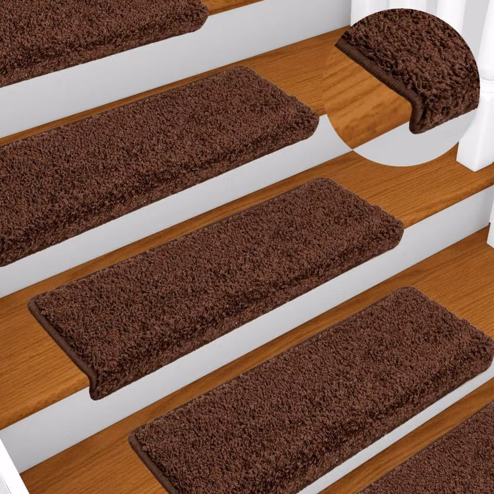 Berkfield Home Self-Adhesive Stair Mats, 10 Pack, Brown, W/D/H: 65 x 21 x 4 cm – 2