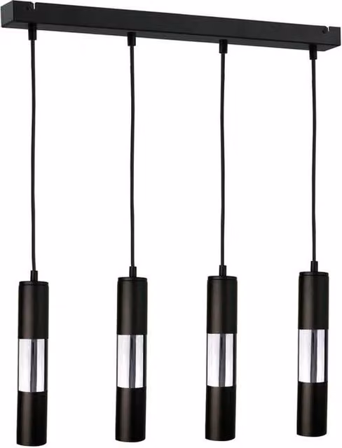 Netlighting Magnum Bar Pendant Ceiling Light in Black and Silver, 60 cm, 4x GU10