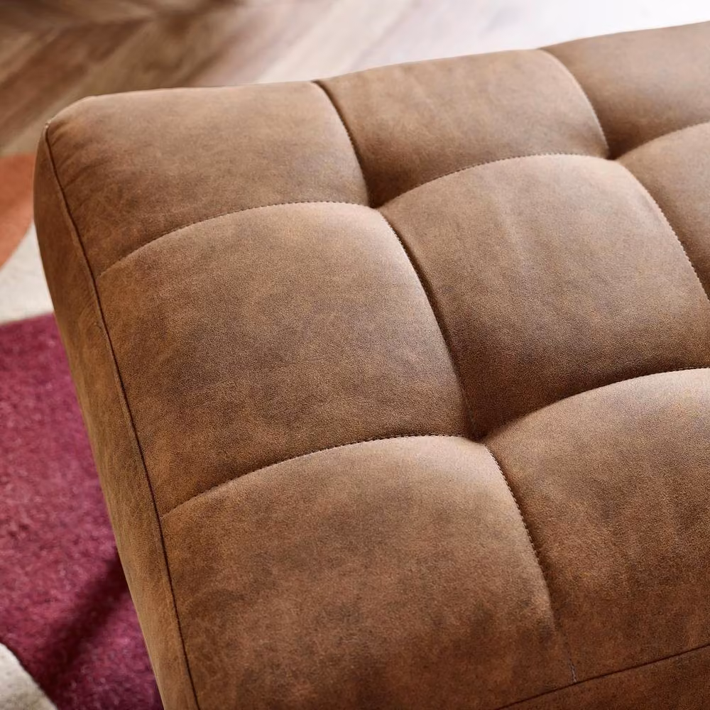 FurnitureboxUK Jade Modern Faux Leather Rectangular Footstool in Brown – 3