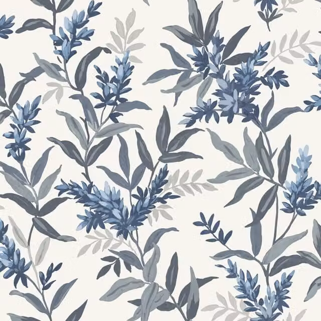 Belgravia Olivia Blue Floral Botanical Matt Paper Wallpaper Roll