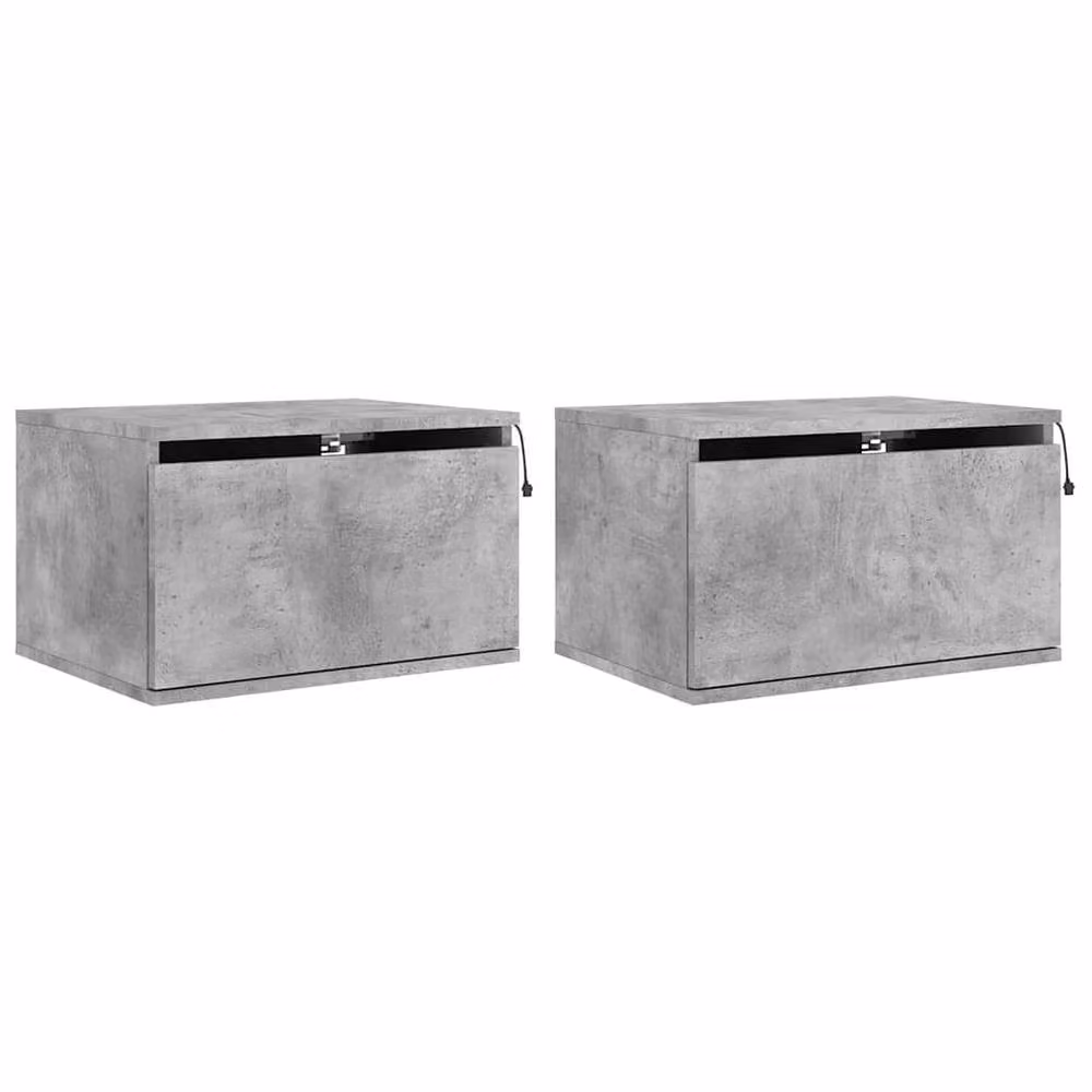 Berkfield Home Set of 2 Wall-mounted Bedside Cabinets with Integrated LED Lights, Grey – 3