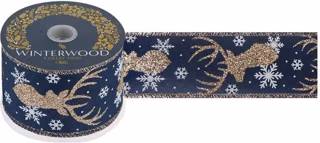 VFM e-Store Christmas Ribbon Garland in Blue and Gold