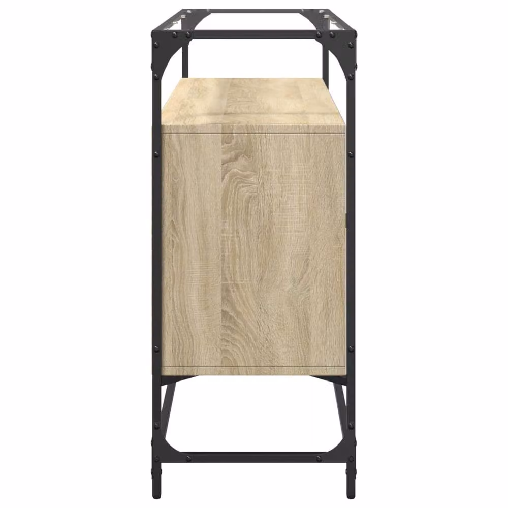 Berkfield Home Sonoma Oak Sideboard with Glass Top in Light Tan, W/D/H: 98 x 35 x 81 cm – 4