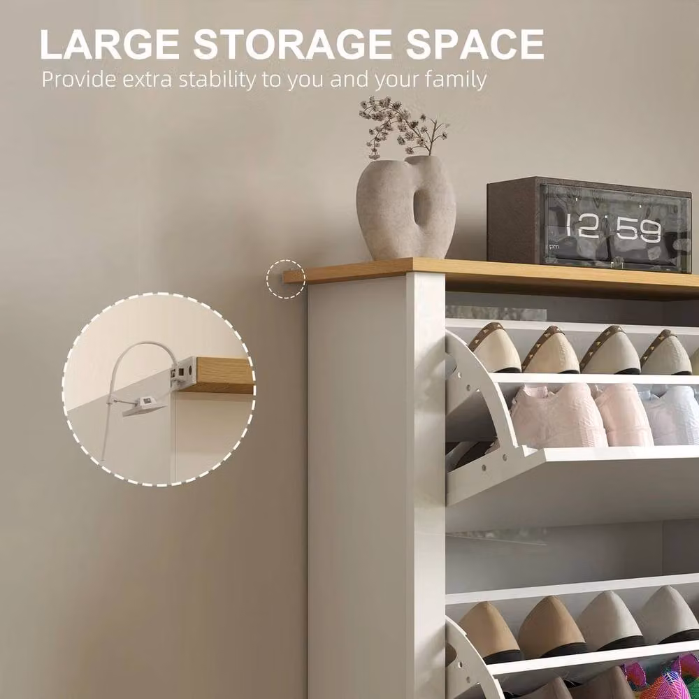 SPETLEK 12-Shoe Storage Cabinet with 4 Shelves and 2 Drawers in High Gloss White – 3