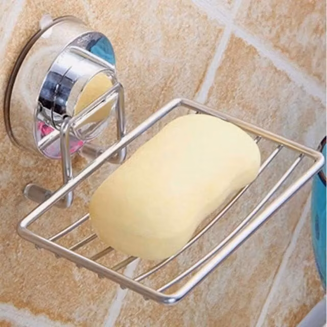 EONLION Silver Stainless Steel Shower Soap and Sponge Holder with Suction and Drainage – 1