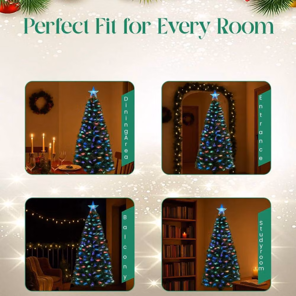 SPETLEK 5ft Green Fiber Optic Christmas Tree with Colour Changing LED Lights – 4