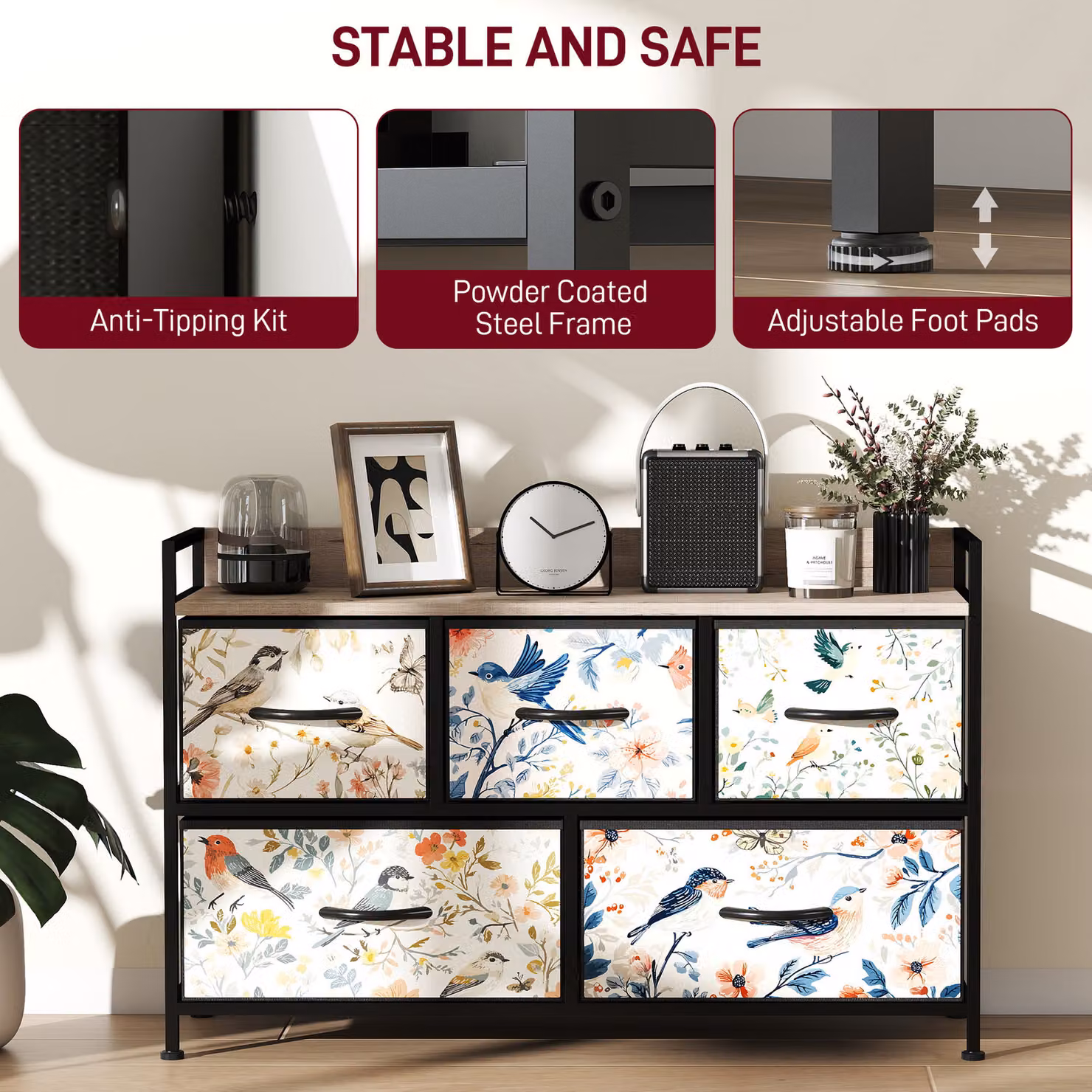 HOMCOM Modern 5-Drawer Chest of Drawers in White – 7