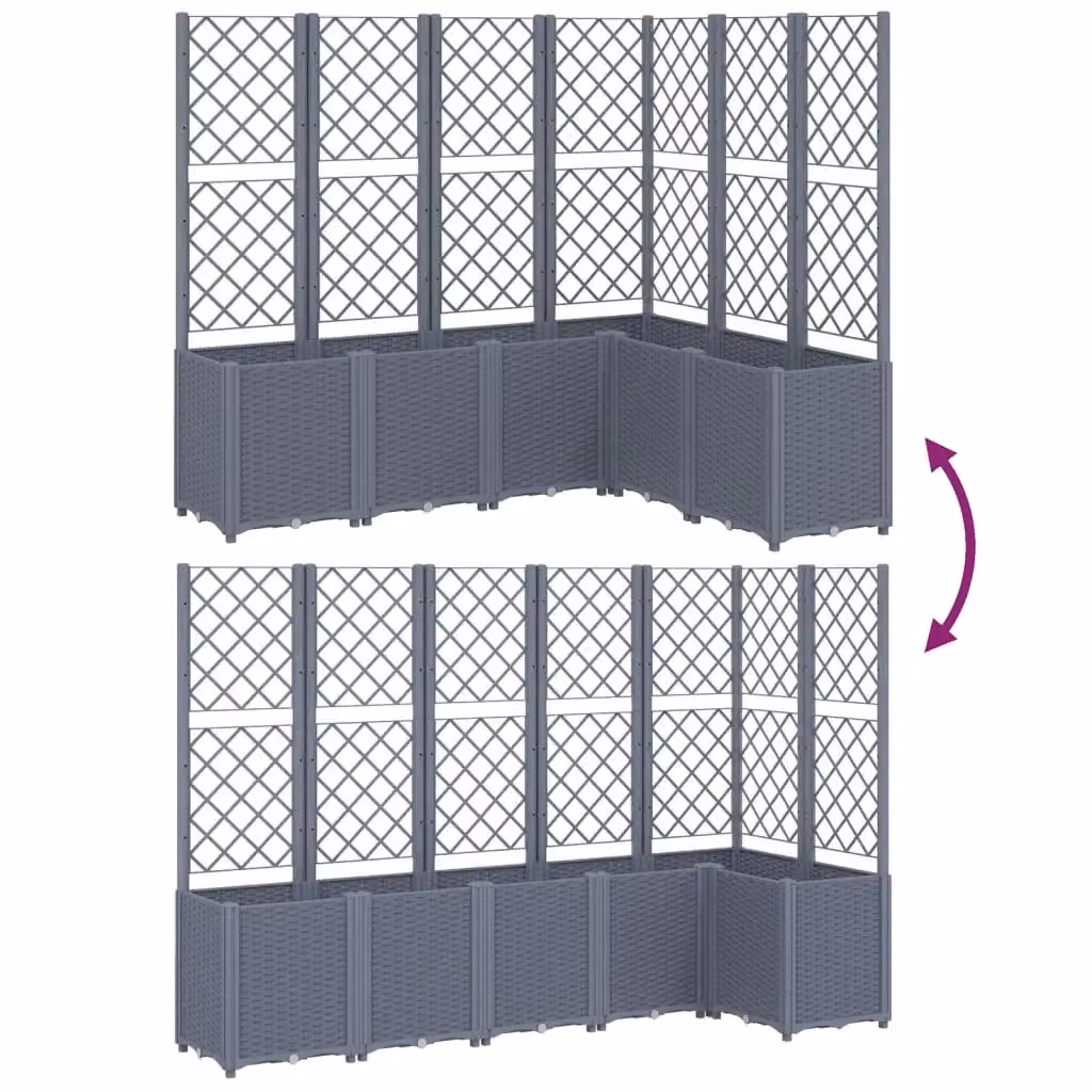 Berkfield Home Garden Planter with Trellis in Blue and Grey, W/D/H: 160 x 120 x 140 cm – 3