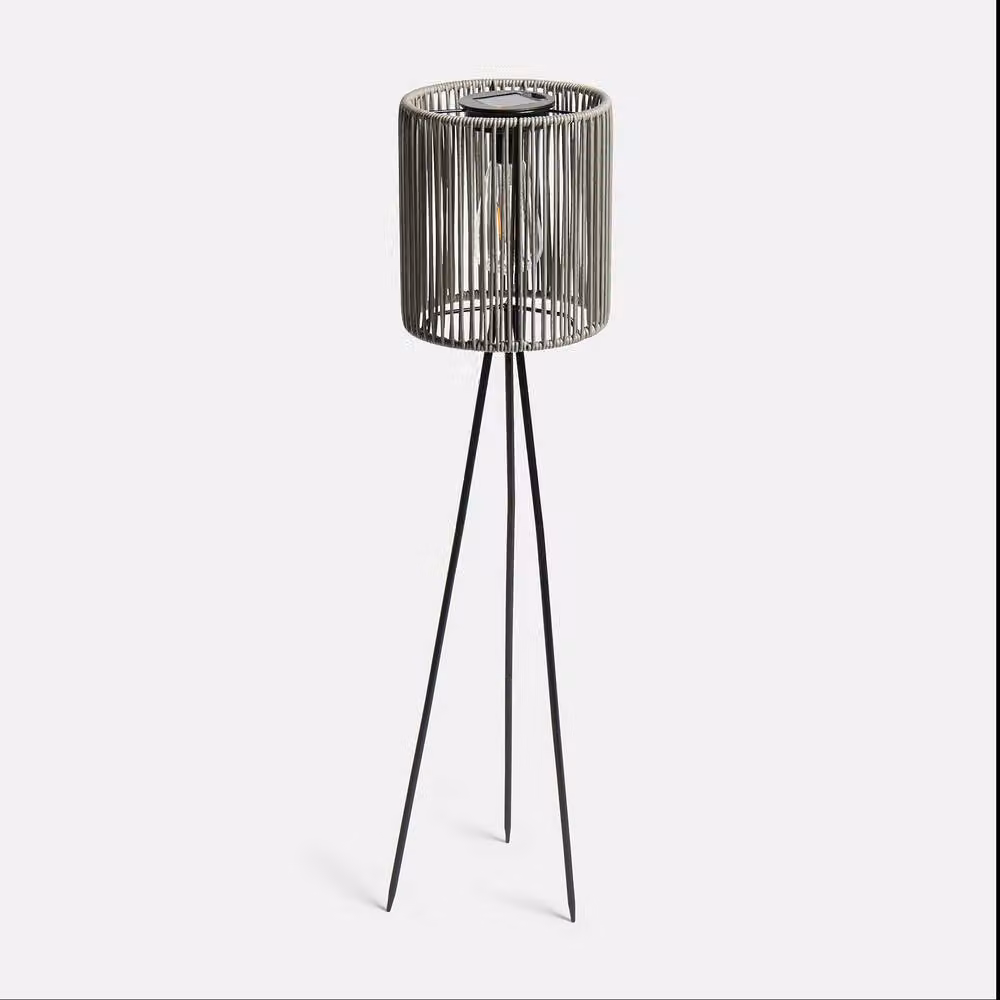 OHS Rattan Solar Floor Lamp in Grey with Dusk Sensor for Outdoor Garden and Patio – 6