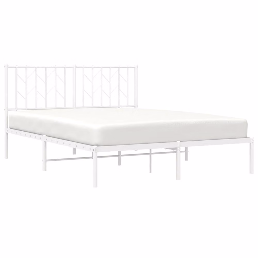 Berkfield Home Metal Bed Frame with Headboard in White, W/D/H: 140 x 190 cm – 3