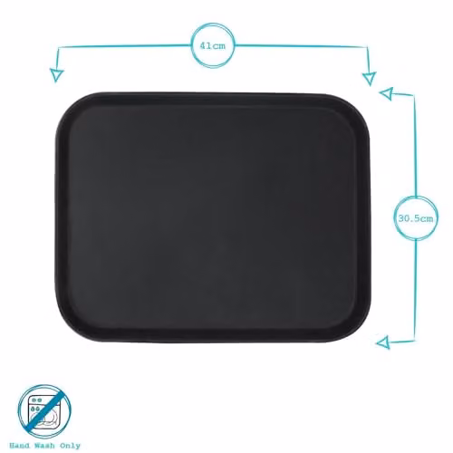 Argon Tableware Black Rectangular Non-Slip Rubberised Serving Trays, Pack of 6, W: 41 cm, D: 30.5 cm – 3