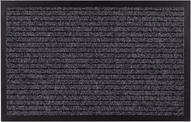 RugsX Dura 2868 Striped Polypropylene Doormat in Grey, W/D/H: 60 x 40 x 0.8 cm