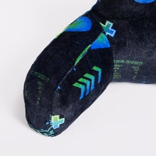 OHS Soft Teddy Fleece Gaming Cuddle Cushion with Arms for Teenagers in Black or Green, W/D/H: 45 x 45 x 30 cm – 6