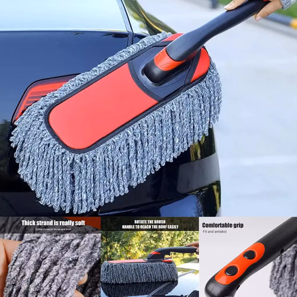Hinsinc Red Microfibre Car Wash Brush with Telescopic Handle – 7