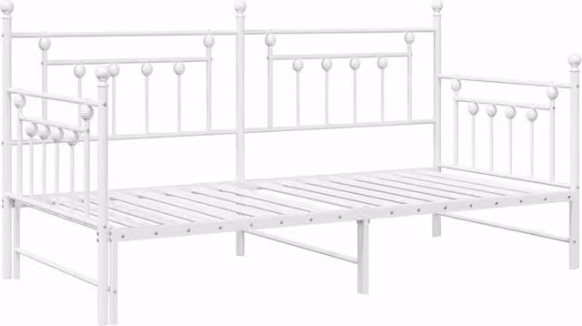 Berkfield Home Modern Metal Daybed Frame with Trundle in White, W/D/H: 90 x 190 cm – 1