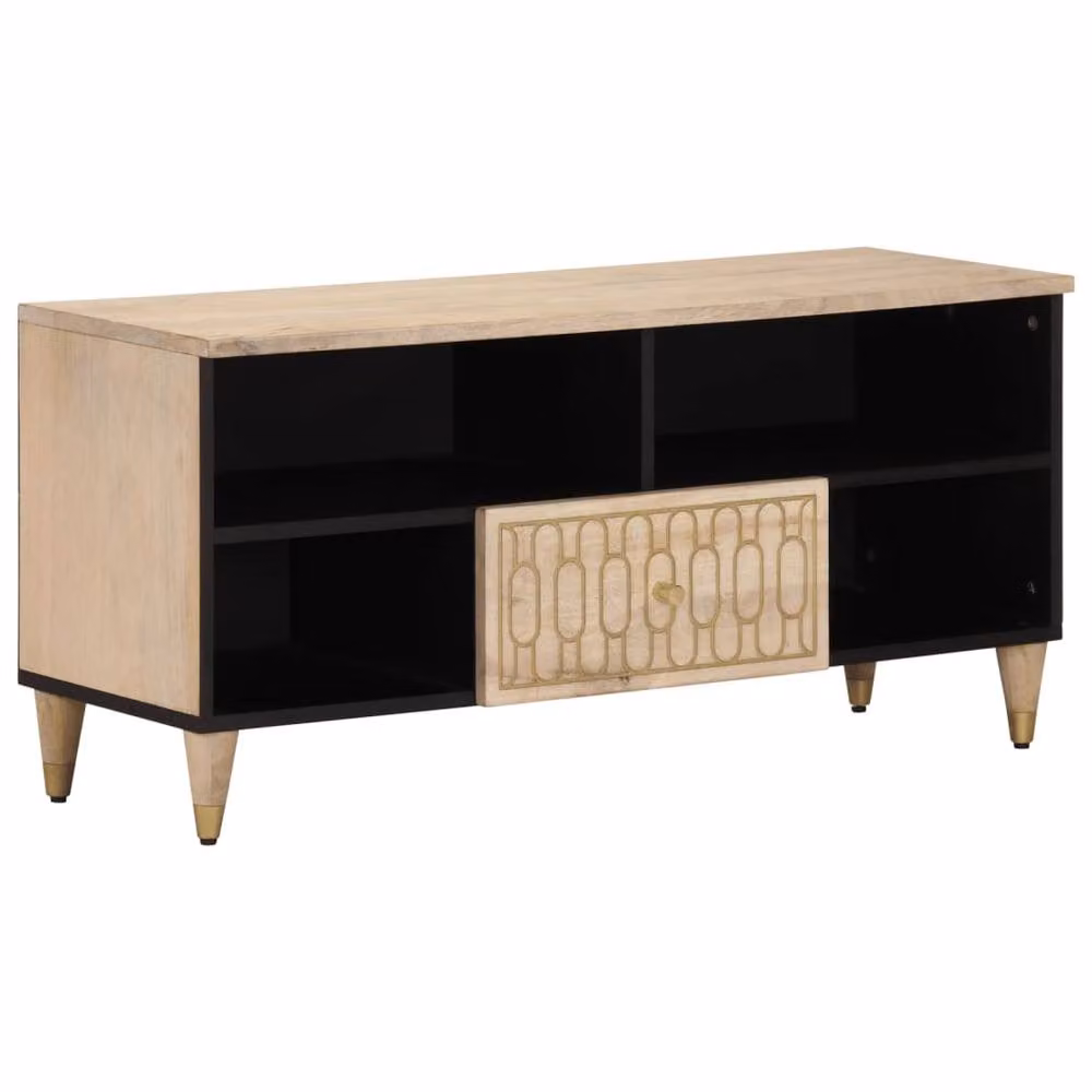 Berkfield Home Brown Mango Wood TV Cabinet W/D/H: 100 x 33 x 46 cm – 2