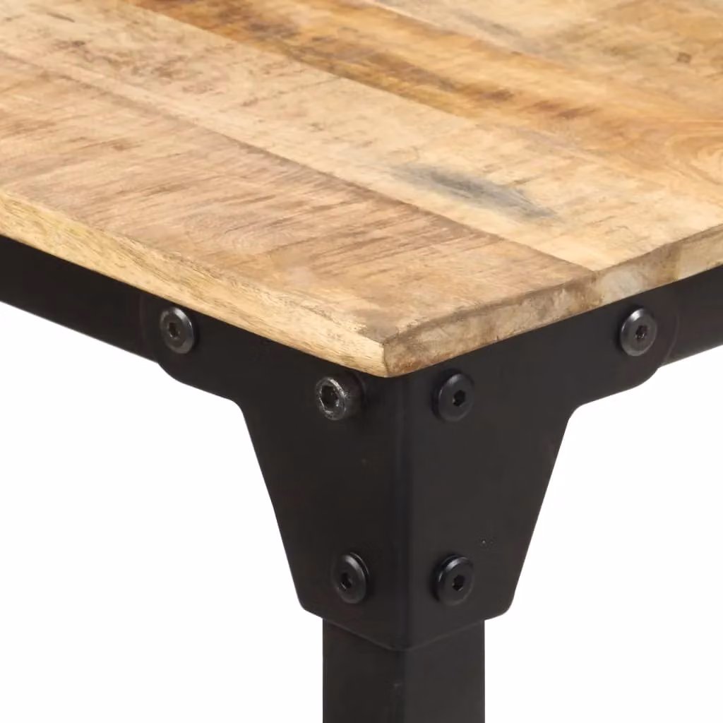 Berkfield Home Rustic Rectangular Dining Table in Brown Rough Mango Wood W/D/H: 200 x 100 x 76 cm – 3
