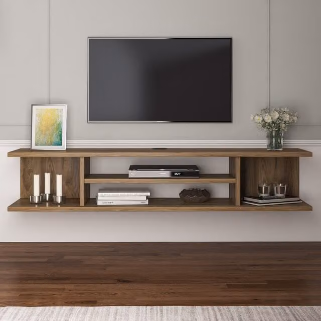 Decorotika Pivot Wall Mounted Floating TV Unit in Brown