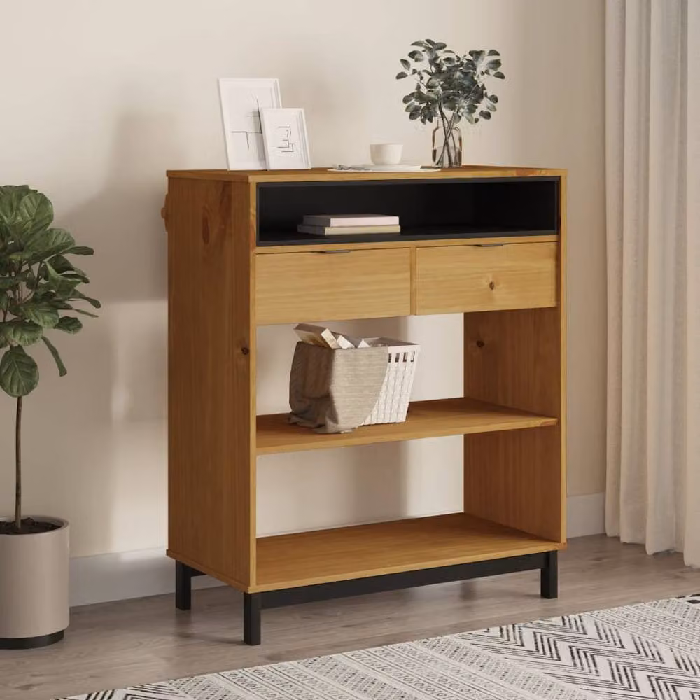 Berkfield Home Beautiful Bar Table FLAM in Brown Solid Wood Pine, W/D/H: 92 x 45 x 110 cm – 2