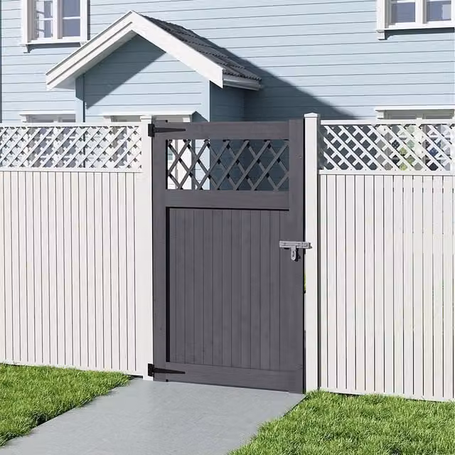 Lifeideas Grey Wooden Garden Gate with Diamond Lattice, W/H: 90 x 150 cm
