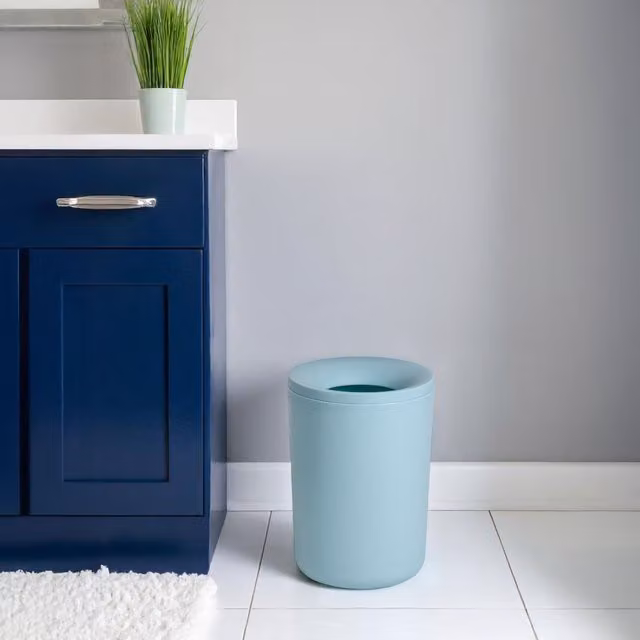 Showerdrape Blue Plastic Bathroom Waste Bin with Flip Lid, 3L – 1