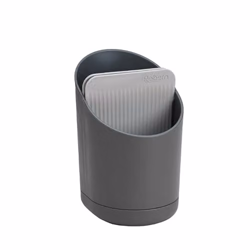 ReBorn Recycled Plastic Kitchen Cutlery Drainer Drying Rack with Drip Tray, Grey – 1