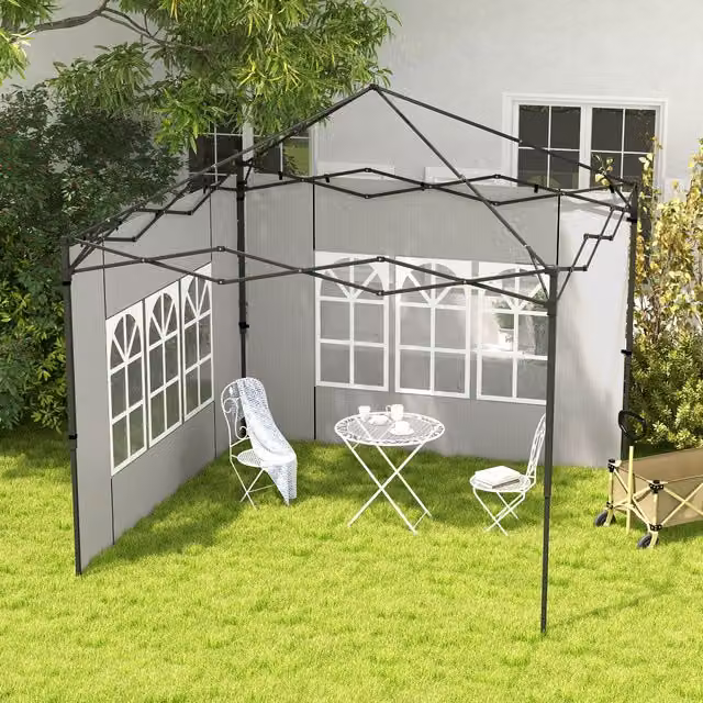 OUTSUNNY Gazebo Side Panels for 3x3m or 3x6m Canopy, 2 Pack, White