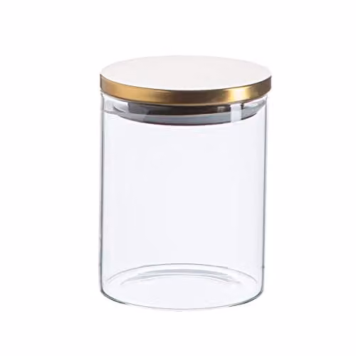 Argon Tableware Scandi Airtight Glass Storage Jar with Gold Metal Lid, 0.75 l – 1