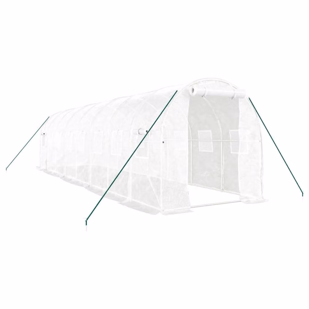 Berkfield Home Steel Frame Greenhouse in White, W/D/H: 8 x 2 x 2 m – 2