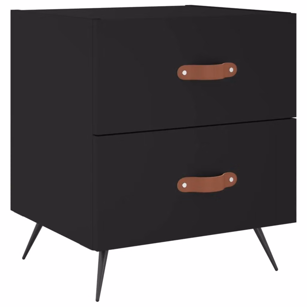Berkfield Home Set of 2 Modern Black Bedside Cabinets, W: 40 cm, D: 35 cm, H: 47.5 cm – 4