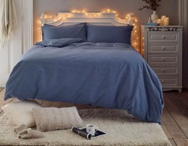Deyongs Southwick Blue Cotton Blend Duvet Cover and Pillowcase Set