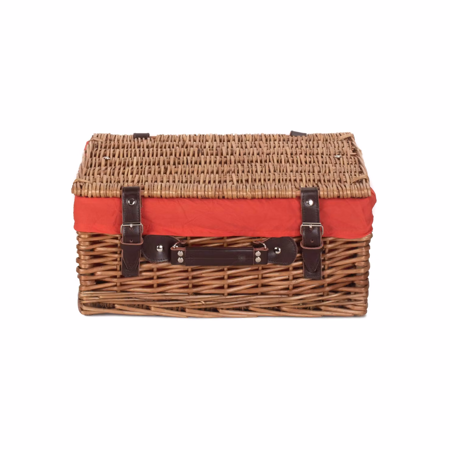 Red Hamper Double Steamed Wicker Picnic Basket with Red Cotton Lining – 3