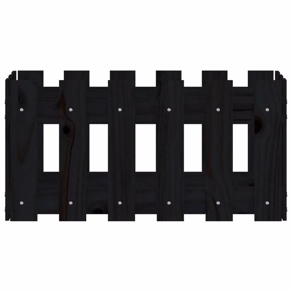 Berkfield Home Garden Planter with Fence Design in Black, Solid Wood and Plastic, W/D/H: 60 x 30 x 30 cm – 4