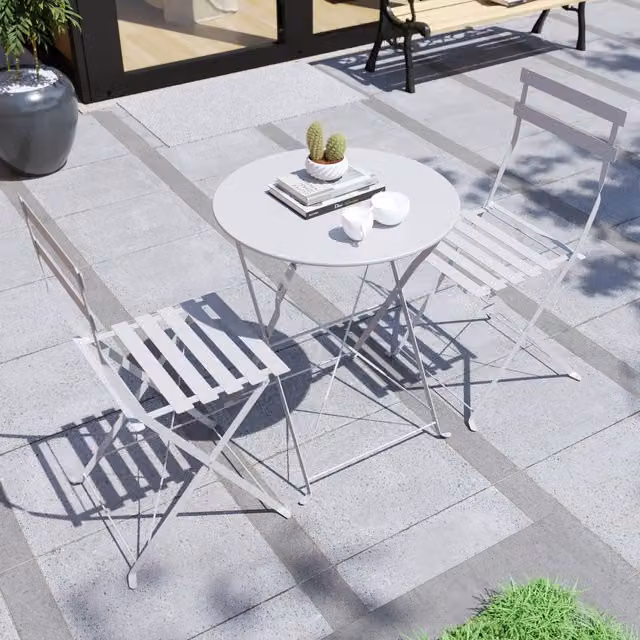 Vida Designs Porto 2 Seater Metal Bistro Set in Matt Light Grey