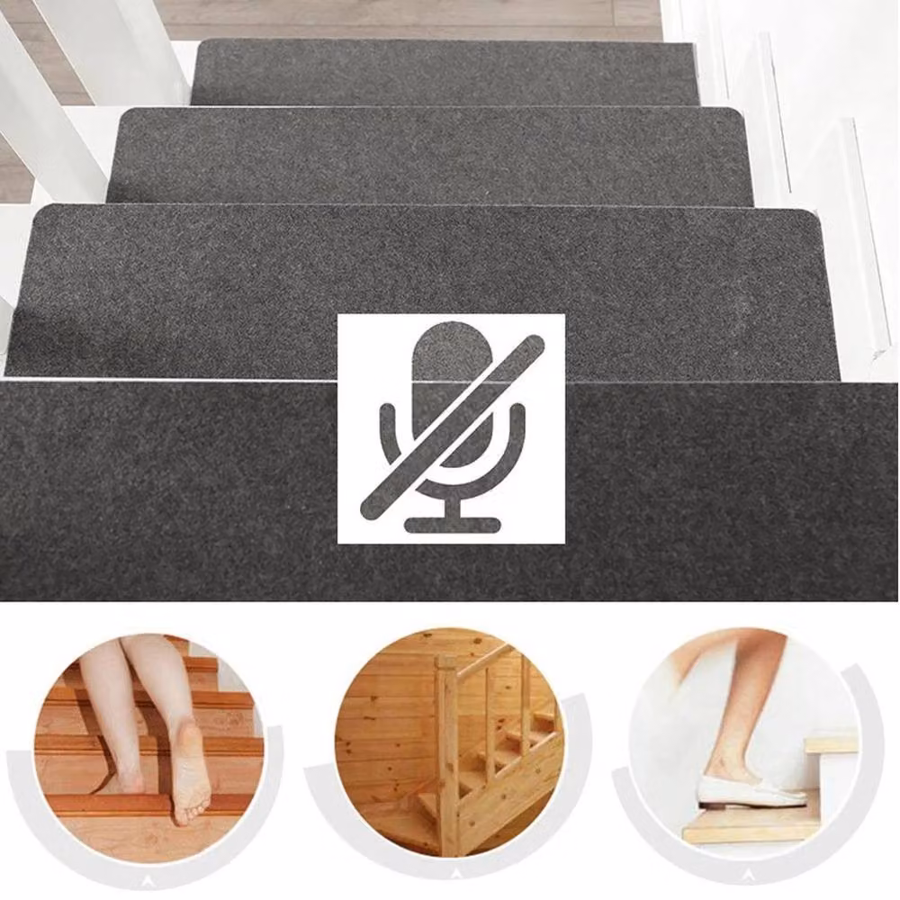 Kelvenix 14-Piece Non-Slip Self-Adhesive Carpet Stair Treads in Dark Grey, W: 1000 cm, D: 52 cm – 3