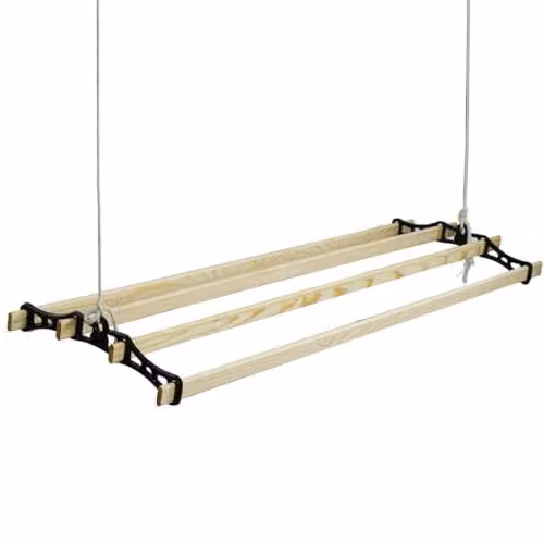 Gr8 Home Black Cast Iron and Wood 4 Lath Ceiling Pulley Clothes Airer