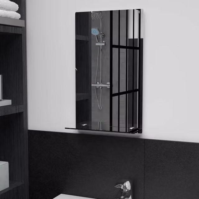 Berkfield Home Minimalist Rectangular Wall Mirror with Shelf in Silver, W: 50 cm, H: 30 cm