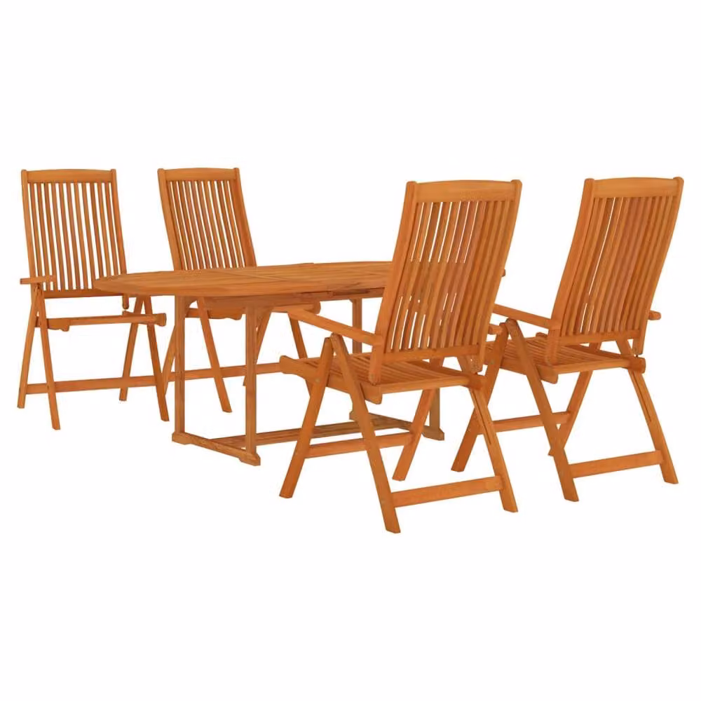 Berkfield Home 5 Piece Garden Dining Set in Brown Solid Eucalyptus Wood – 3