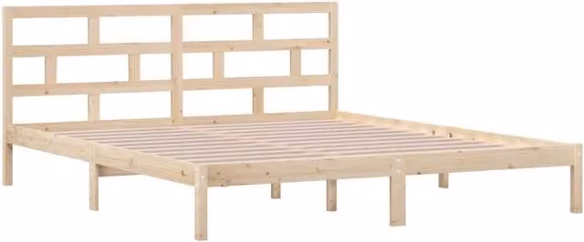 Berkfield Home Beautiful Solid Wood Pine Bed Frame, Brown, W/D/H: 140 x 190 cm – 1