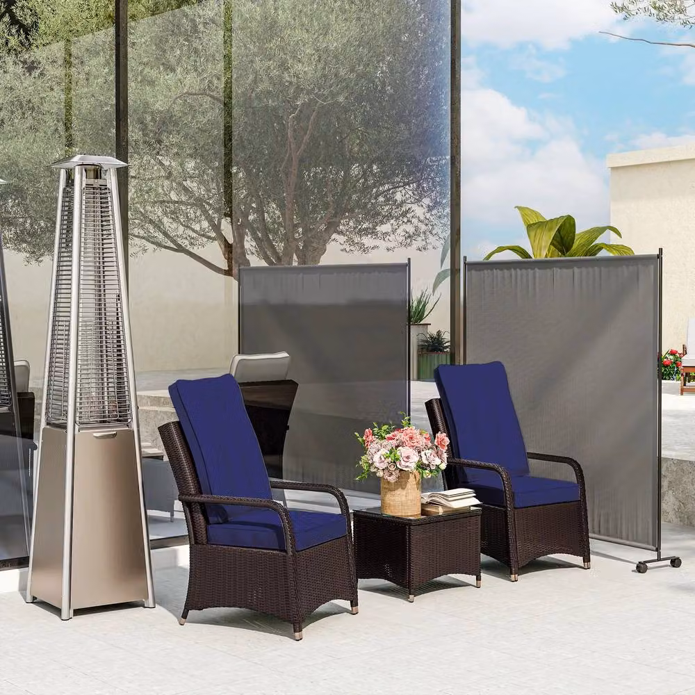 STILVORA 3-Piece Modern Bistro Set with Blue Furniture Cover and PE Rattan and Steel Construction – 2