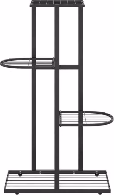 Berkfield Home 4-Tier Decorative Metal Flower Stand, Black, W: 43 cm, D: 22 cm, H: 76 cm